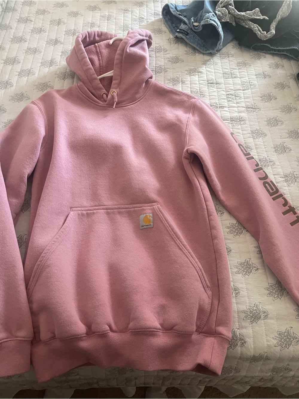 Carhartt Dusty Pink Pullover Hoodie with Logo Detail